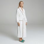 Contrast-Piped Terry Bathrobe