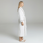 Contrast-Piped Terry Bathrobe