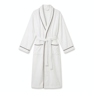 Contrast-Piped Terry Bathrobe