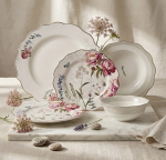 Victoria Dinner Set – 24pcs White Dinner Set With Debossed Floral Design And Silver Rim