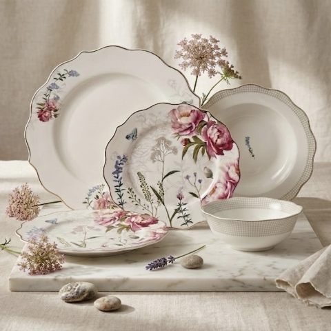 GP-60-Victoria-Dinner-Set-24pcs-White-Dinner-Set-With-Debossed-Floral-Design-And-Silver-Rim 2