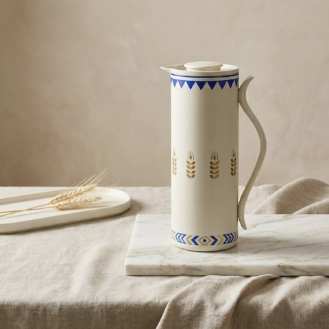HMS13016F4-Vacuum-Flask-–-1.0L-–-White-with-Blue-Gold-Decal-Design 2