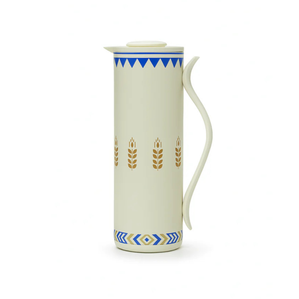 HMS13016F4 – Vacuum Flask – 1.0L – White with Blue & Gold Decal Design