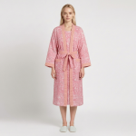 Pink Paisley & Pinstripe Robe
