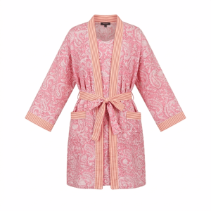 Pink Paisley & Pinstripe Robe