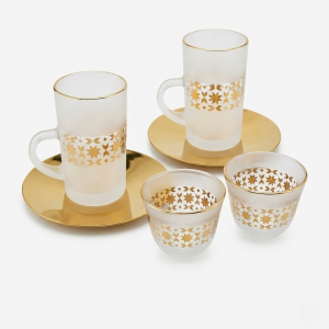 Tea & Coffee Set, Glass, Frost & Gold – 18pcs