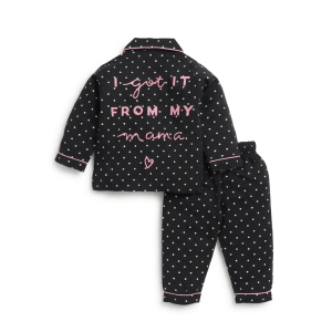 clt.s – I Got it From My Mama Black Full Sleeve Nightwear Set