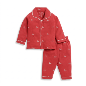 clt.s – Red LOVE Print Full Sleeve Night Suit