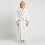 Contrast-Piped Terry Bathrobe