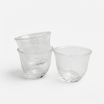 Glass Cawa Cups With White Pattern And Steel Stand Holder – Glass Cawa Cups Set 65ml